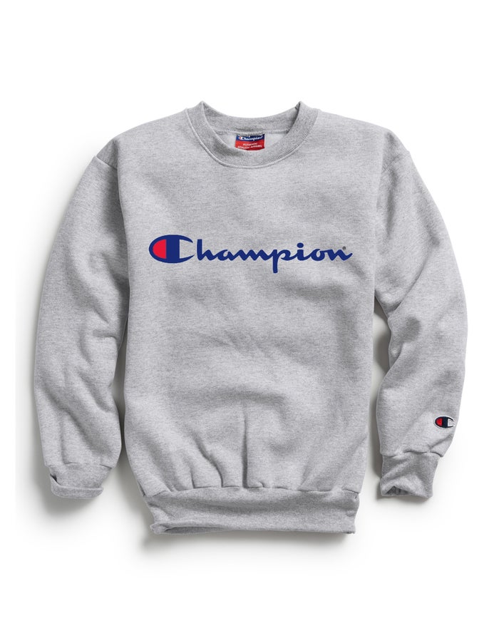 Champion Double Dry Script Logo - Poikien Harmaat Collegepaita - Suomi 5048763-GH